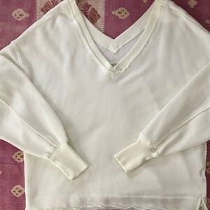 Elegant Cream V-Neck Sweater for Women